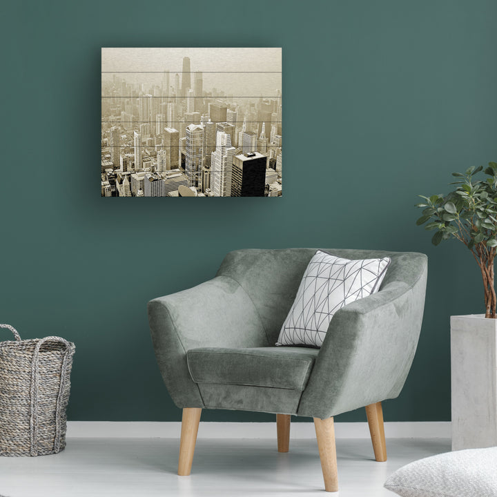 Wooden Slat Art 18 x 22 Inches Titled Chicago Skyline Ready to Hang Picture Image 1