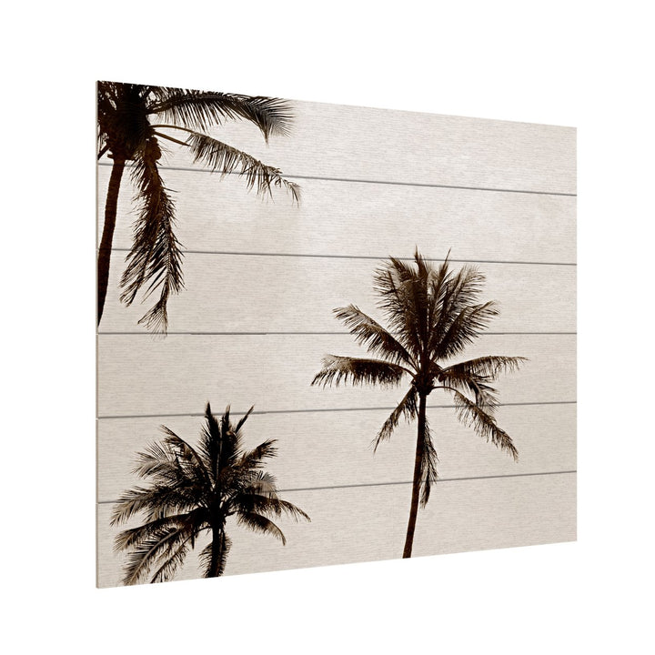 Wooden Slat Art 18 x 22 Inches Titled Black and White Palms Ready to Hang Picture Image 3