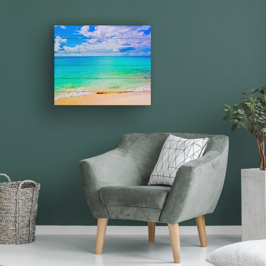 Wooden Slat Art 18 x 22 Inches Titled Maho Beach Ready to Hang  Picture Image 1