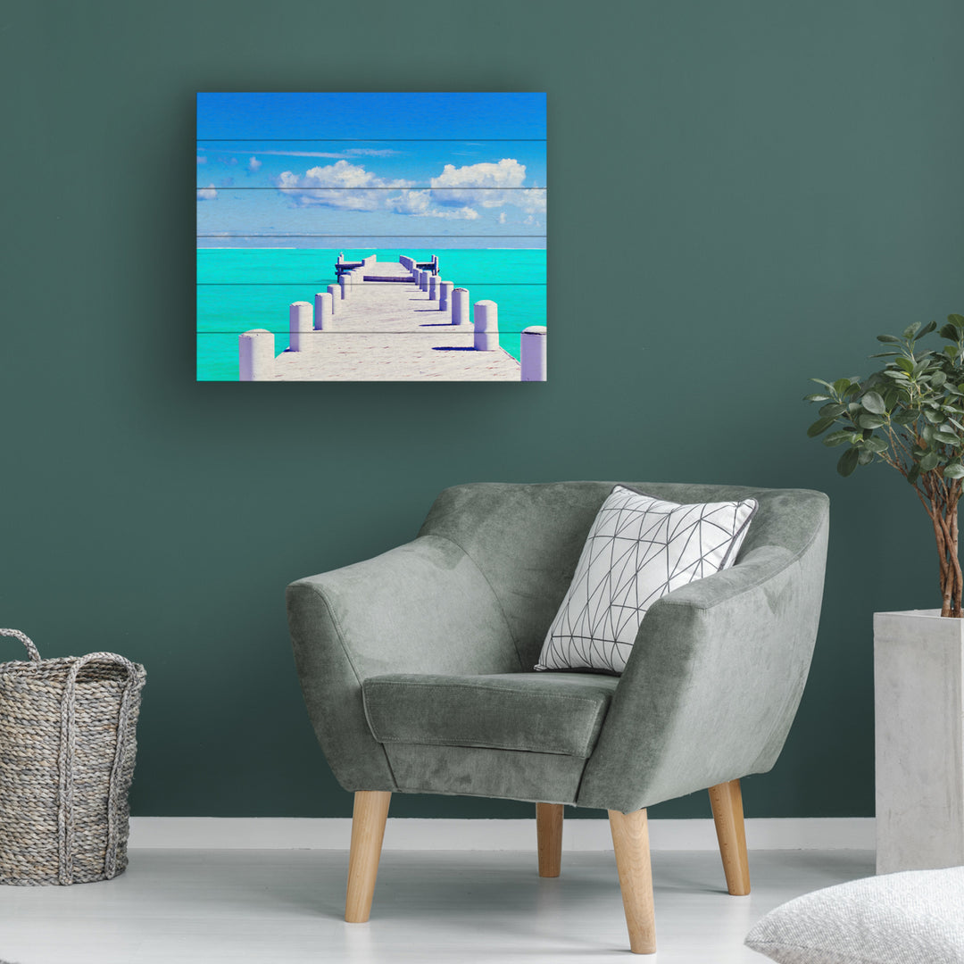 Wooden Slat Art 18 x 22 Inches Titled Turks Pier Ready to Hang Picture Image 1