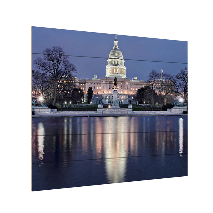 Wooden Slat Art 18 x 22 Inches Titled Capitol Reflections Ready to Hang  Picture Image 3