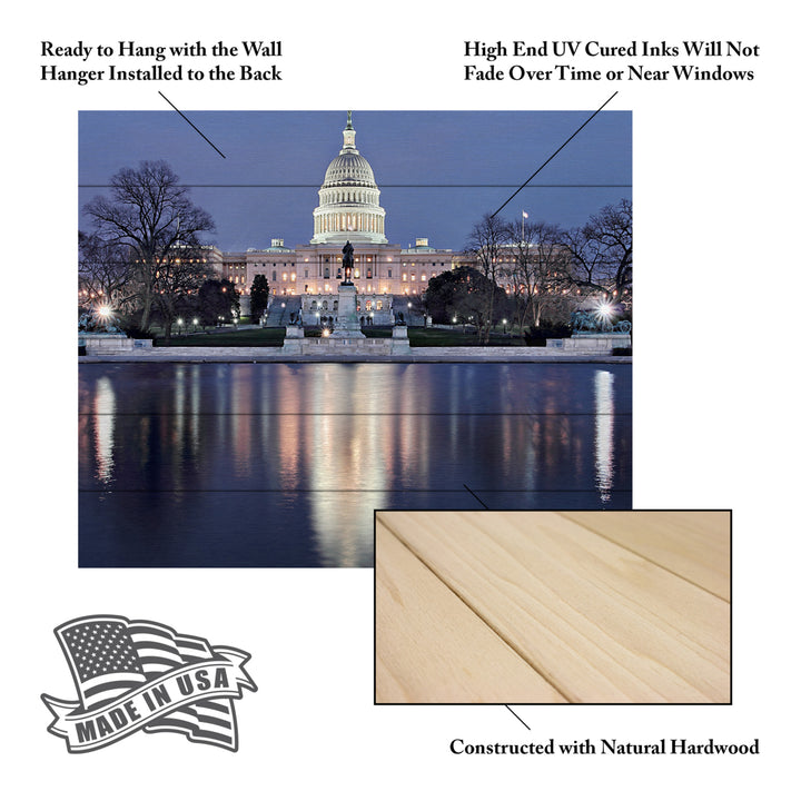 Wooden Slat Art 18 x 22 Inches Titled Capitol Reflections Ready to Hang  Picture Image 5