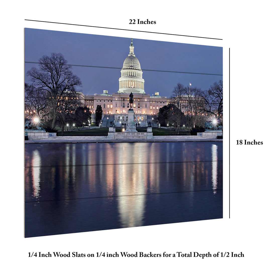 Wooden Slat Art 18 x 22 Inches Titled Capitol Reflections Ready to Hang  Picture Image 6