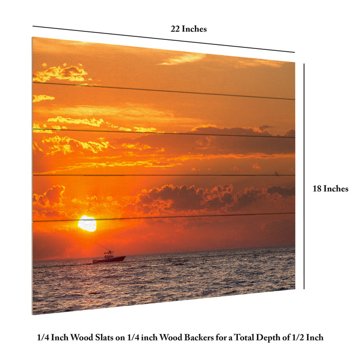 Wooden Slat Art 18 x 22 Inches Titled Fishing Boat Sunset Ready to Hang Picture Image 6