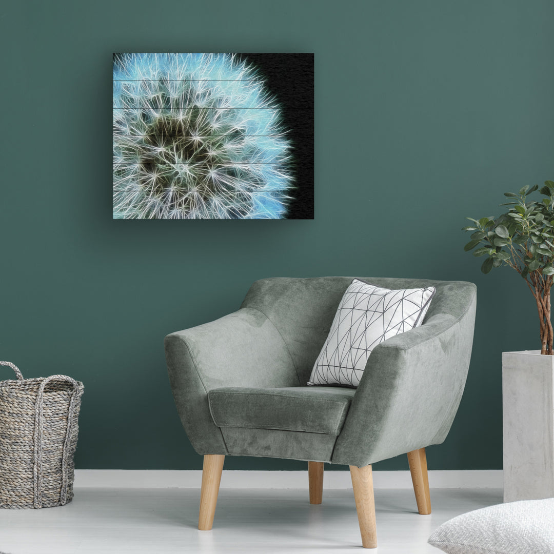 Wooden Slat Art 18 x 22 Inches Titled Dandelion Seed Head Full Ready to Hang Picture Image 1