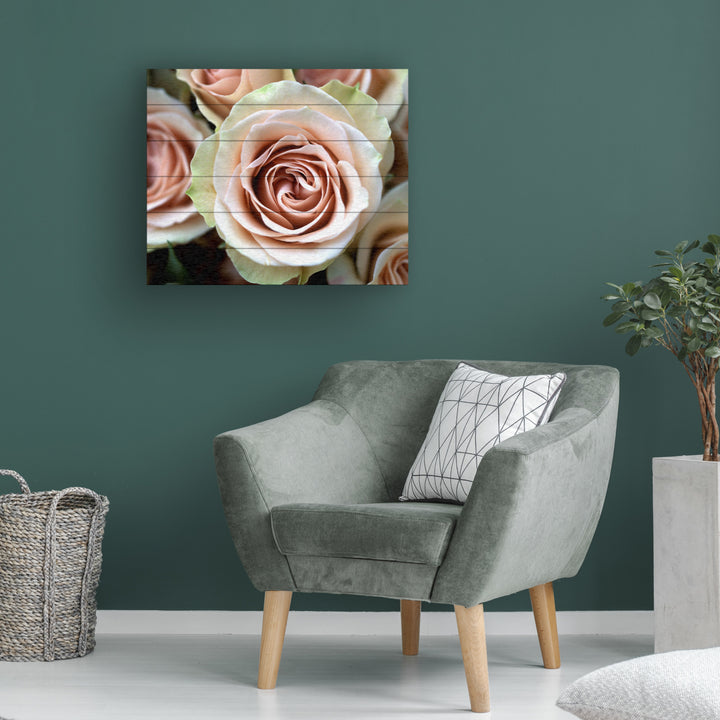 Wooden Slat Art 18 x 22 Inches Titled Pale Pink Roses Ready to Hang Picture Image 1