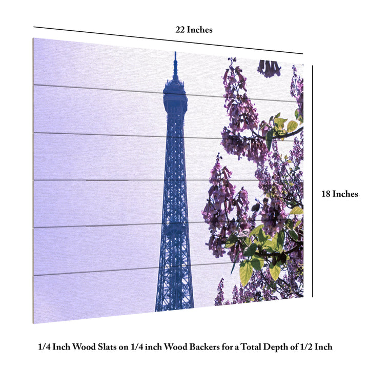 Wooden Slat Art 18 x 22 Inches Titled Eiffel Tower with Blossoms Ready to Hang Picture Image 6