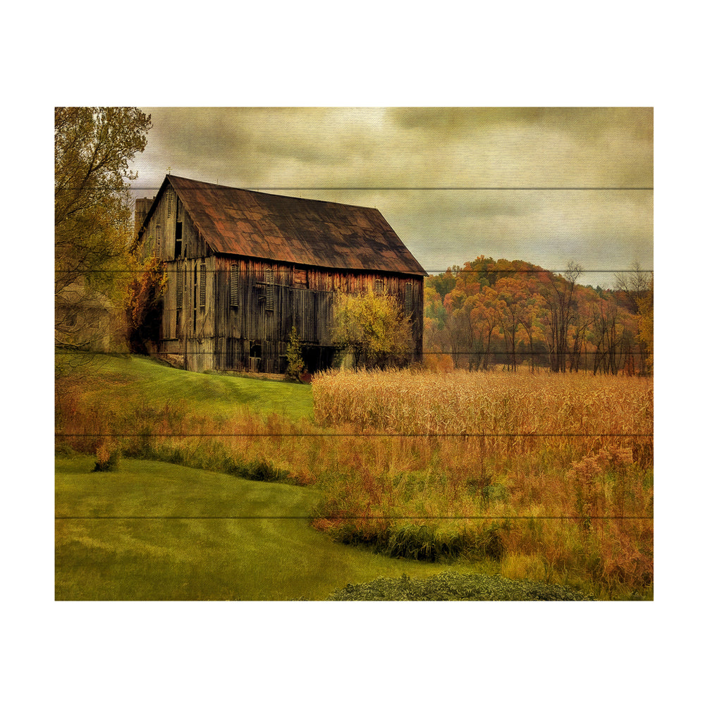 Wooden Slat Art 18 x 22 Inches Titled Old Barn on Rainy Day Ready to Hang Picture Image 2