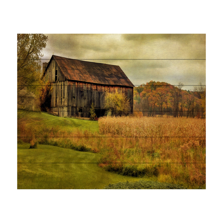 Wooden Slat Art 18 x 22 Inches Titled Old Barn on Rainy Day Ready to Hang Picture Image 2