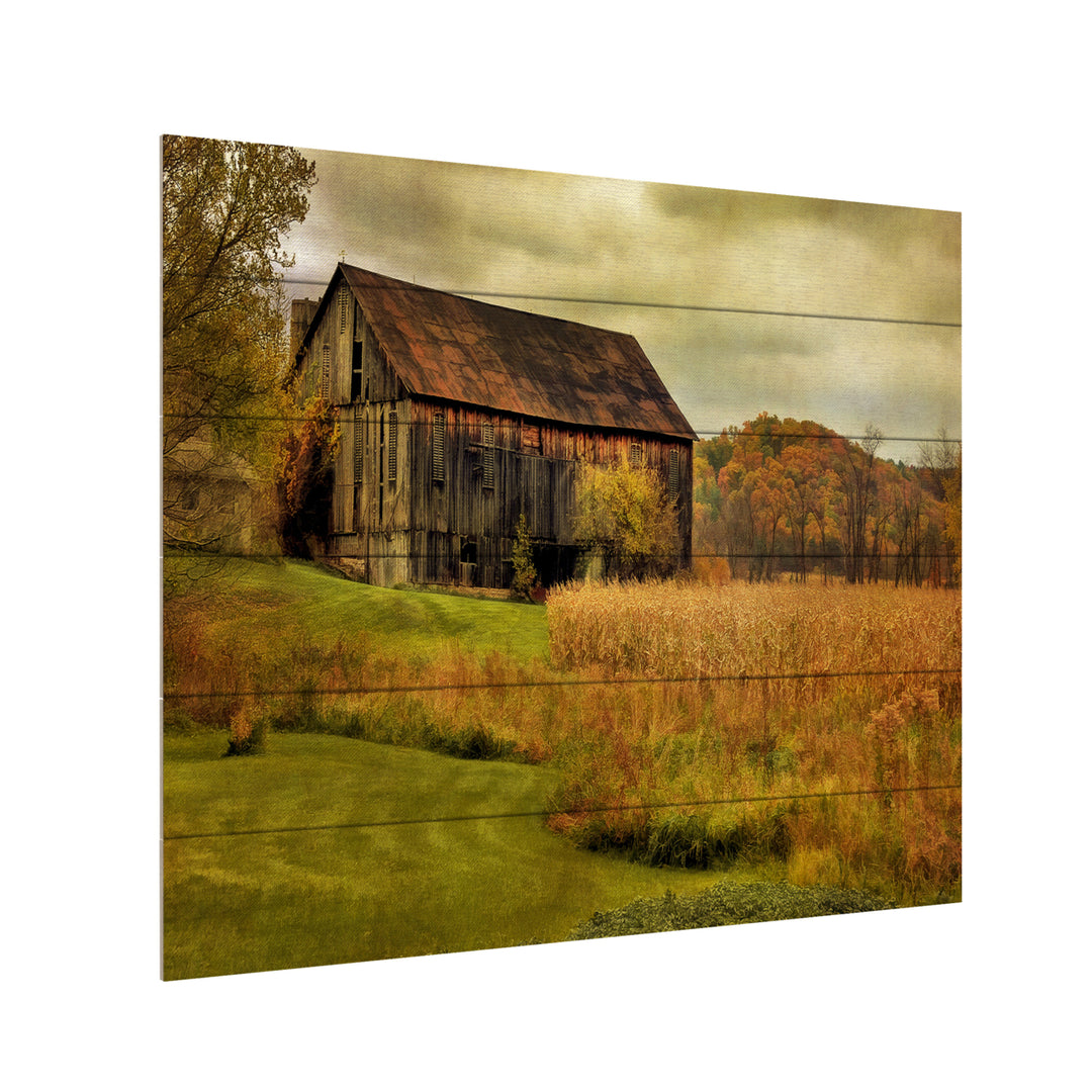 Wooden Slat Art 18 x 22 Inches Titled Old Barn on Rainy Day Ready to Hang Picture Image 3