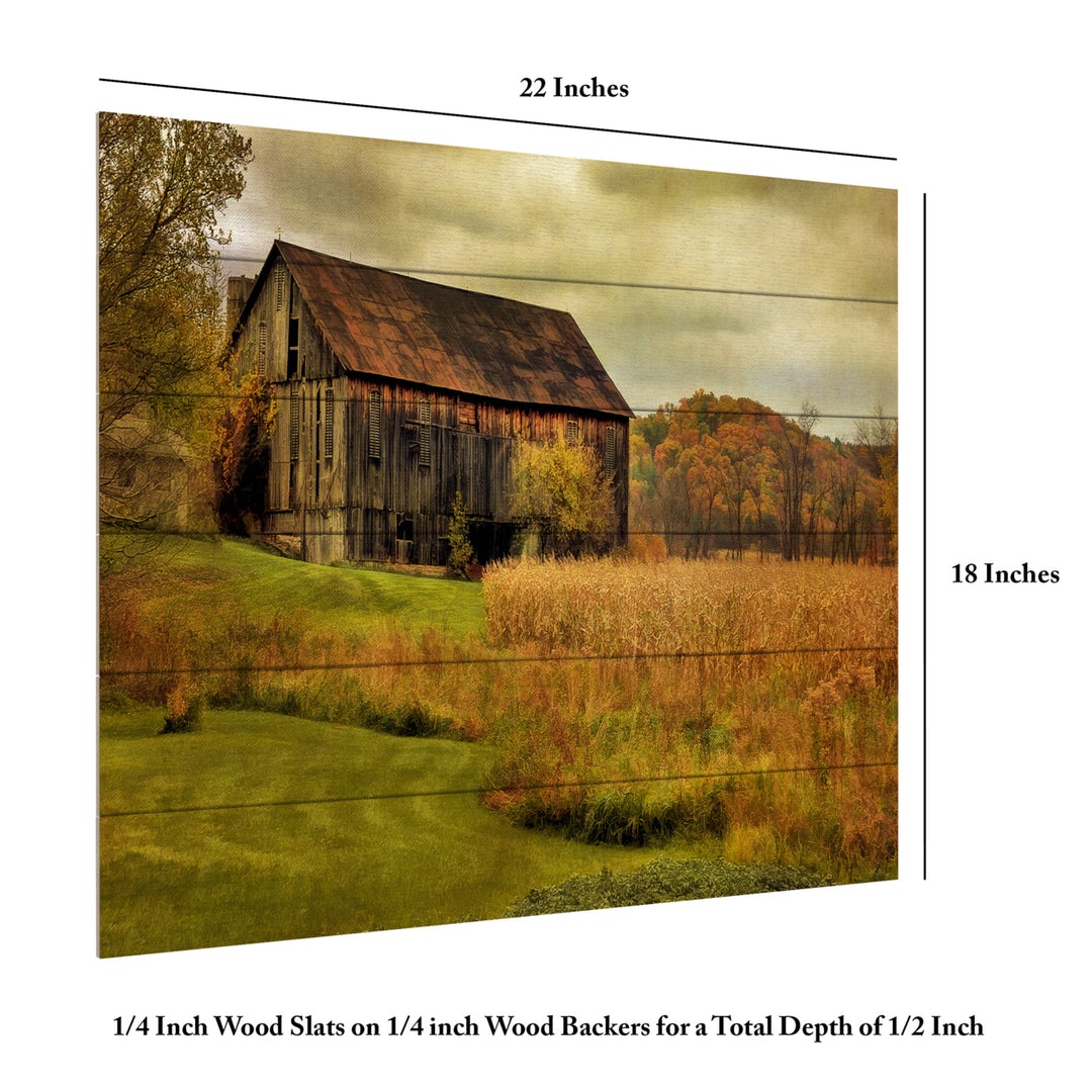 Wooden Slat Art 18 x 22 Inches Titled Old Barn on Rainy Day Ready to Hang Picture Image 6