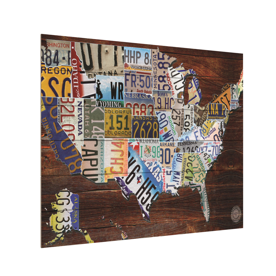 Wooden Slat Art 18 x 22 Inches Titled USA License Plate Map on Wood Ready to Hang Picture Image 3