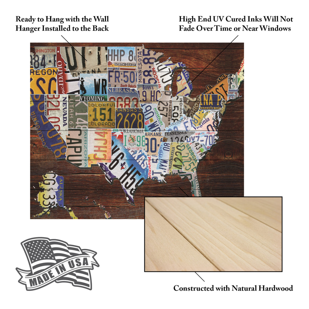 Wooden Slat Art 18 x 22 Inches Titled USA License Plate Map on Wood Ready to Hang Picture Image 5