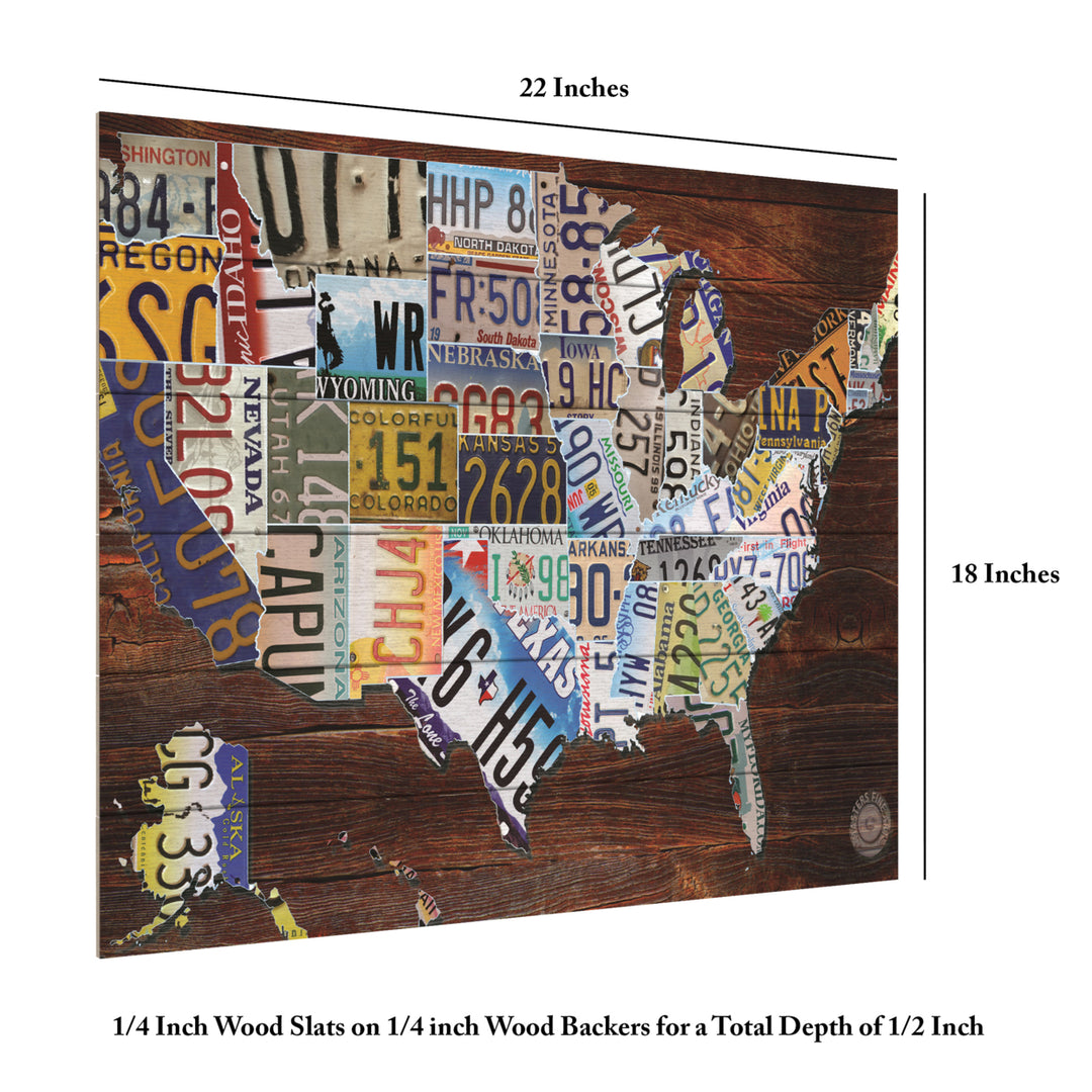 Wooden Slat Art 18 x 22 Inches Titled USA License Plate Map on Wood Ready to Hang Picture Image 6