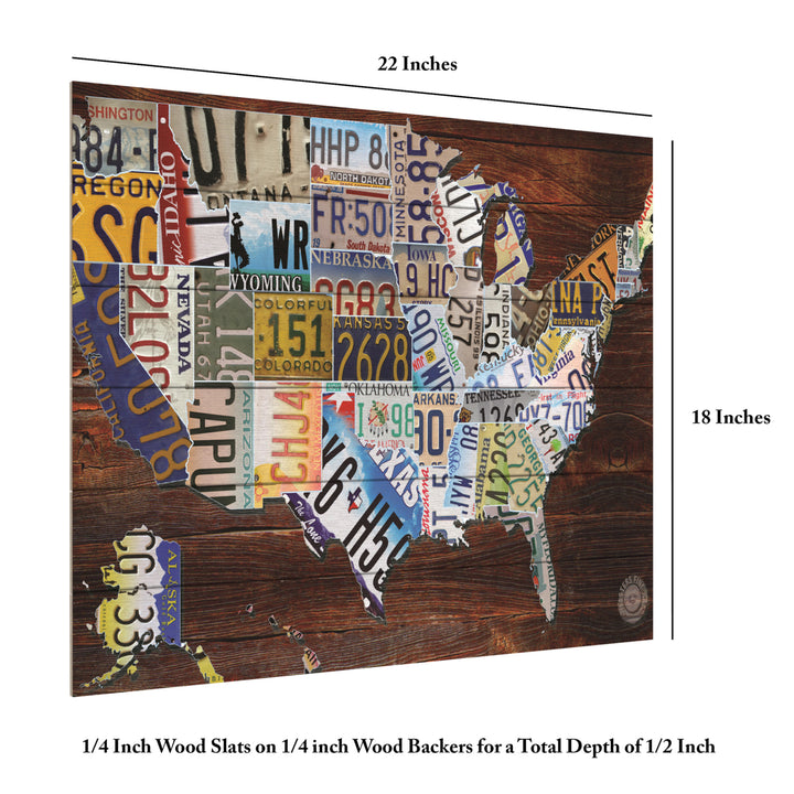 Wooden Slat Art 18 x 22 Inches Titled USA License Plate Map on Wood Ready to Hang Picture Image 6