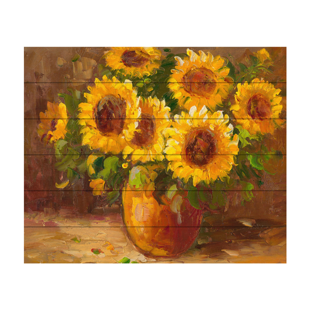 Wooden Slat Art 18 x 22 Inches Titled Sunflowers Still Life Ready to Hang Picture Image 2