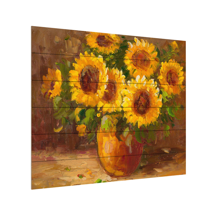 Wooden Slat Art 18 x 22 Inches Titled Sunflowers Still Life Ready to Hang Picture Image 3