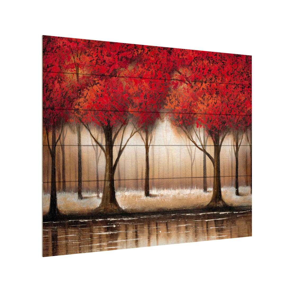 Wooden Slat Art 18 x 22 Inches Titled Parade of Red Trees Ready to Hang Picture Image 3