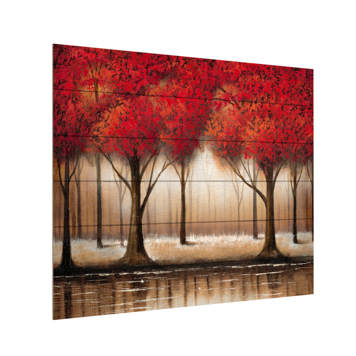 Wooden Slat Art 18 x 22 Inches Titled Parade of Red Trees Ready to Hang Picture Image 3