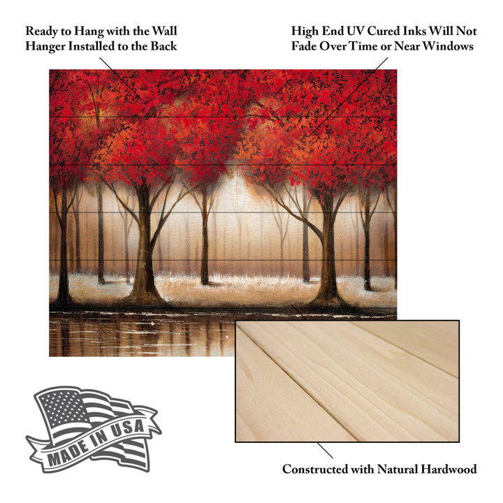 Wooden Slat Art 18 x 22 Inches Titled Parade of Red Trees Ready to Hang Picture Image 5