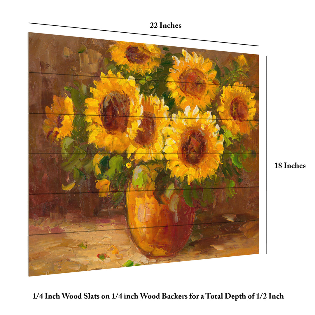 Wooden Slat Art 18 x 22 Inches Titled Sunflowers Still Life Ready to Hang Picture Image 6