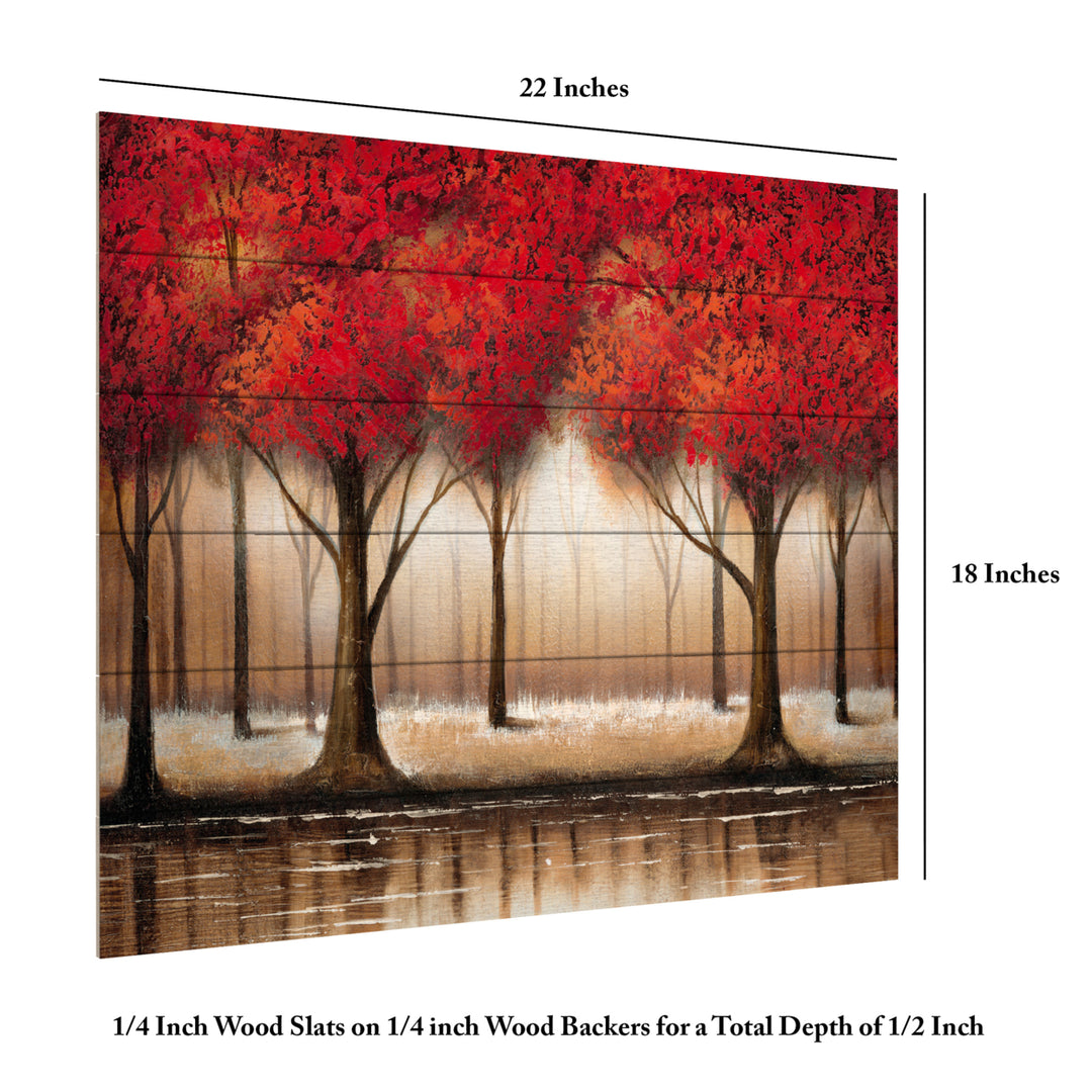 Wooden Slat Art 18 x 22 Inches Titled Parade of Red Trees Ready to Hang Picture Image 6