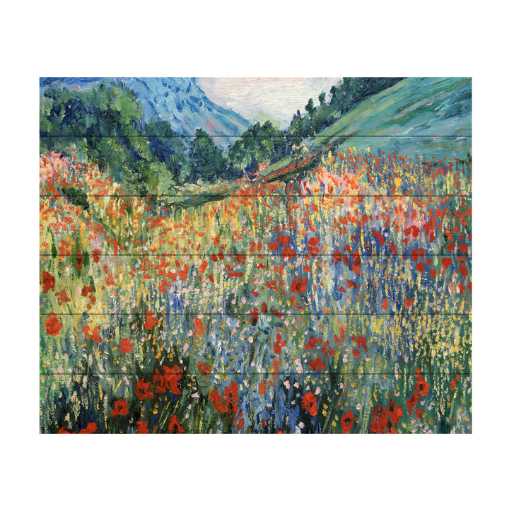 Wooden Slat Art 18 x 22 Inches Titled Field of Wild Flowers Ready to Hang Picture Image 2