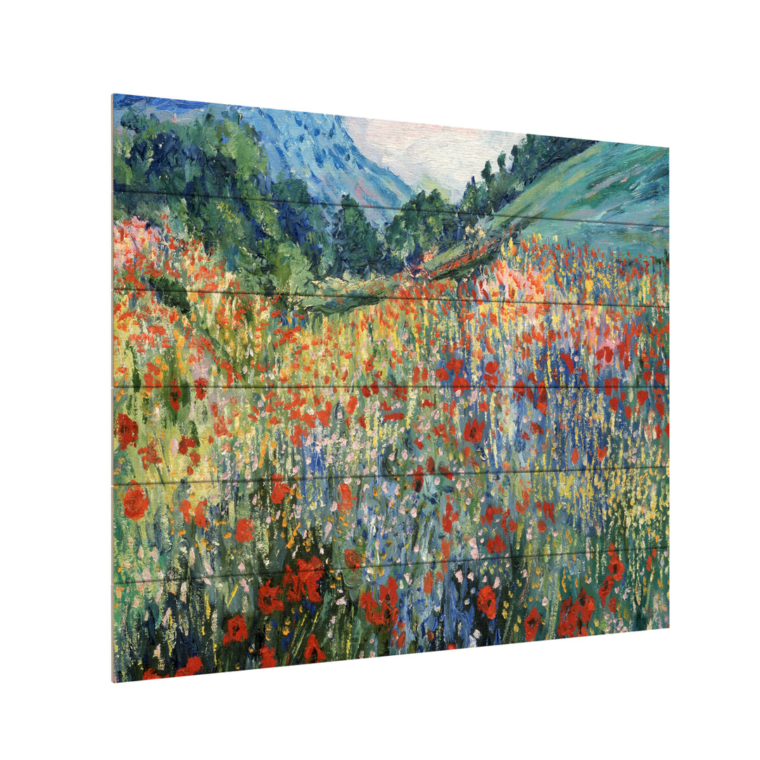 Wooden Slat Art 18 x 22 Inches Titled Field of Wild Flowers Ready to Hang Picture Image 3