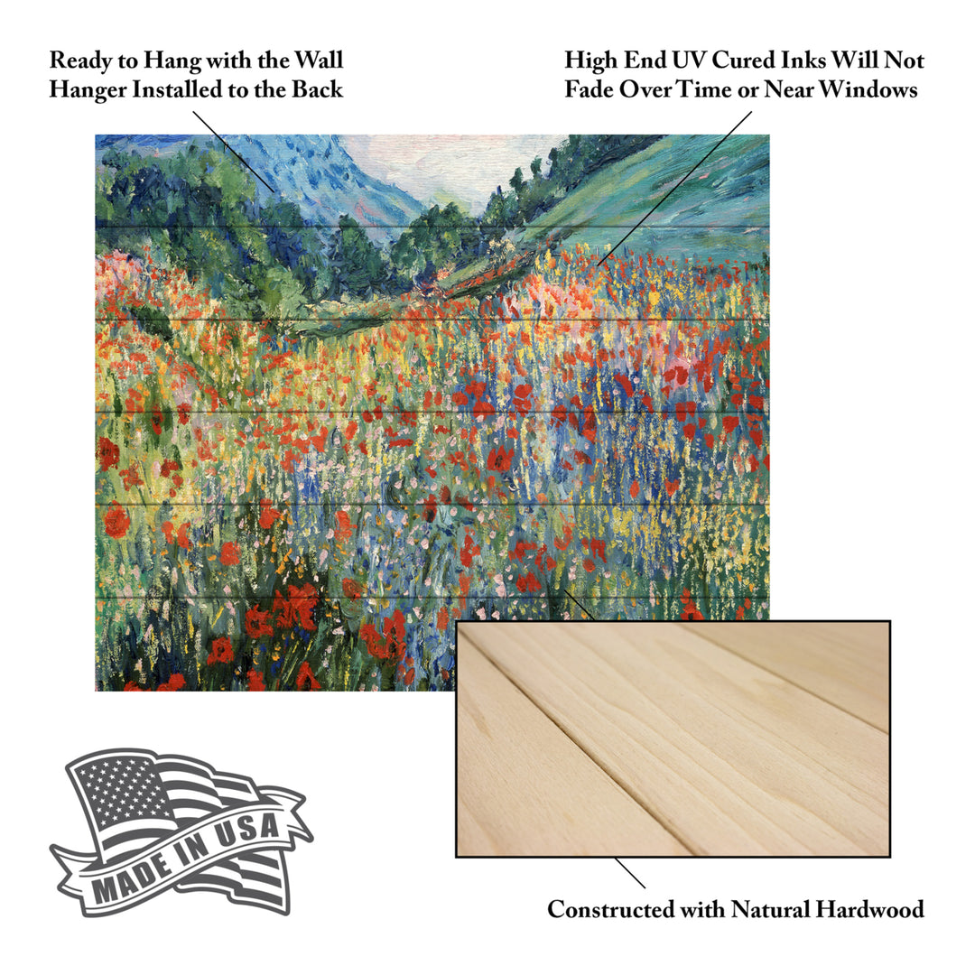 Wooden Slat Art 18 x 22 Inches Titled Field of Wild Flowers Ready to Hang Picture Image 5