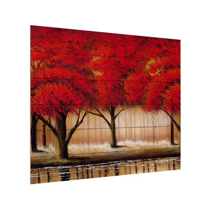 Wooden Slat Art 18 x 22 Inches Titled Parade of Red Trees II Ready to Hang Picture Image 3