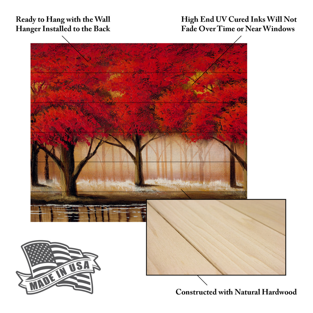 Wooden Slat Art 18 x 22 Inches Titled Parade of Red Trees II Ready to Hang Picture Image 5