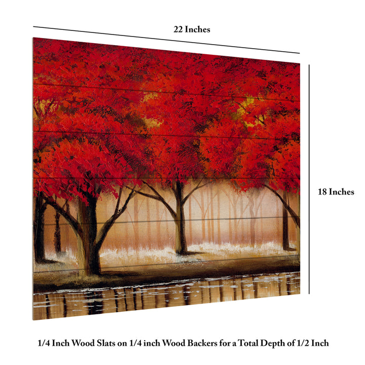 Wooden Slat Art 18 x 22 Inches Titled Parade of Red Trees II Ready to Hang Picture Image 6