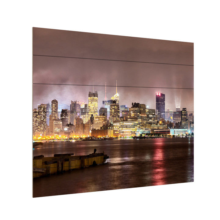 Wooden Slat Art 18 x 22 Inches Titled Midtown Manhatten Over the Hudson River Ready to Hang Picture Image 3