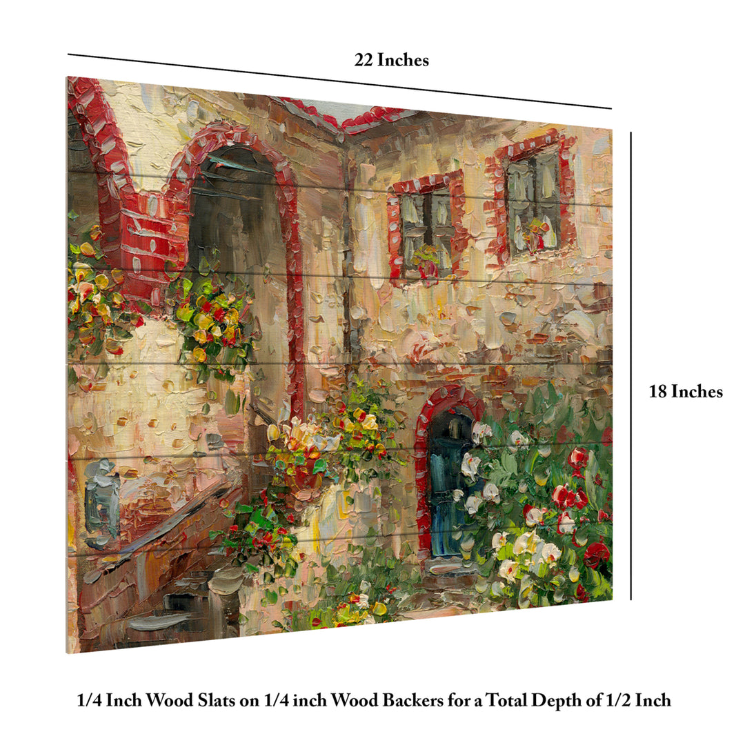 Wooden Slat Art 18 x 22 Inches Titled Tuscany Courtyard Ready to Hang Picture Image 6