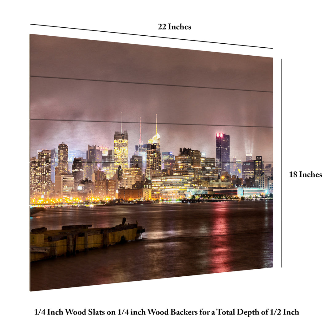 Wooden Slat Art 18 x 22 Inches Titled Midtown Manhatten Over the Hudson River Ready to Hang Picture Image 6