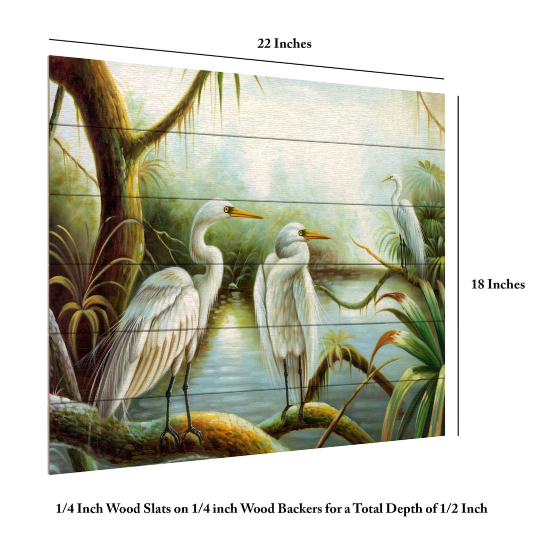 Wooden Slat Art 18 x 22 Inches Titled Three Herons Ready to Hang Picture Image 6