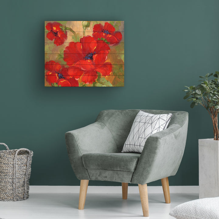 Wooden Slat Art 18 x 22 Inches Titled Poppies Ready to Hang Picture Image 1