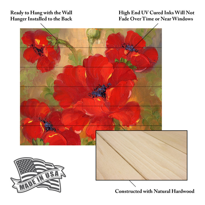 Wooden Slat Art 18 x 22 Inches Titled Poppies Ready to Hang Picture Image 5