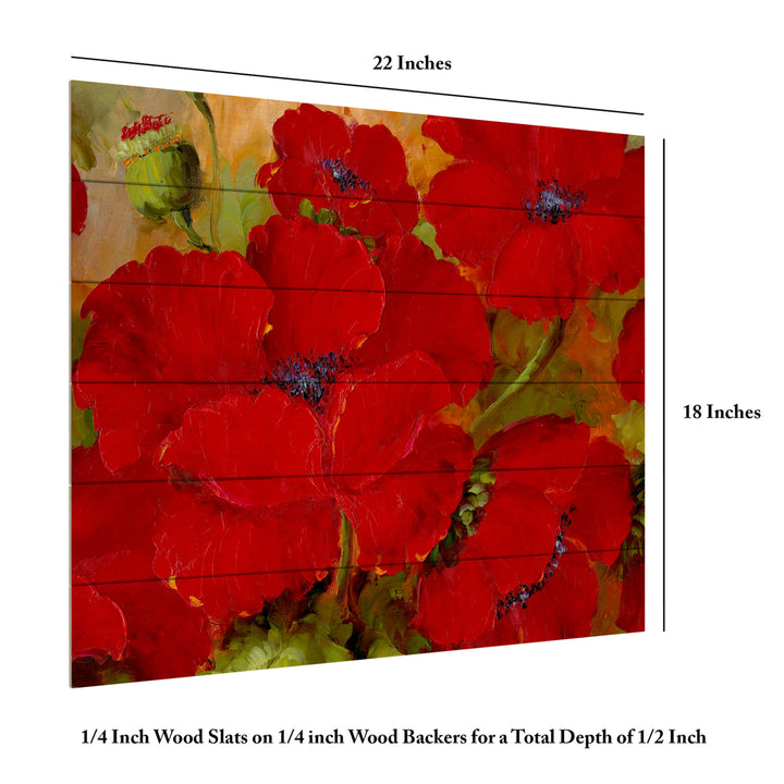 Wooden Slat Art 18 x 22 Inches Titled Poppies 2 Ready to Hang Picture Image 6