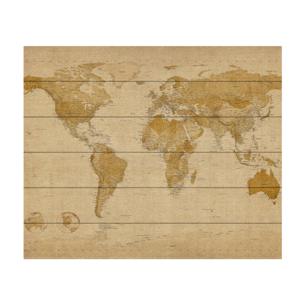 Wooden Slat Art 18 x 22 Inches Titled Antique World Map Ready to Hang  Picture Image 2