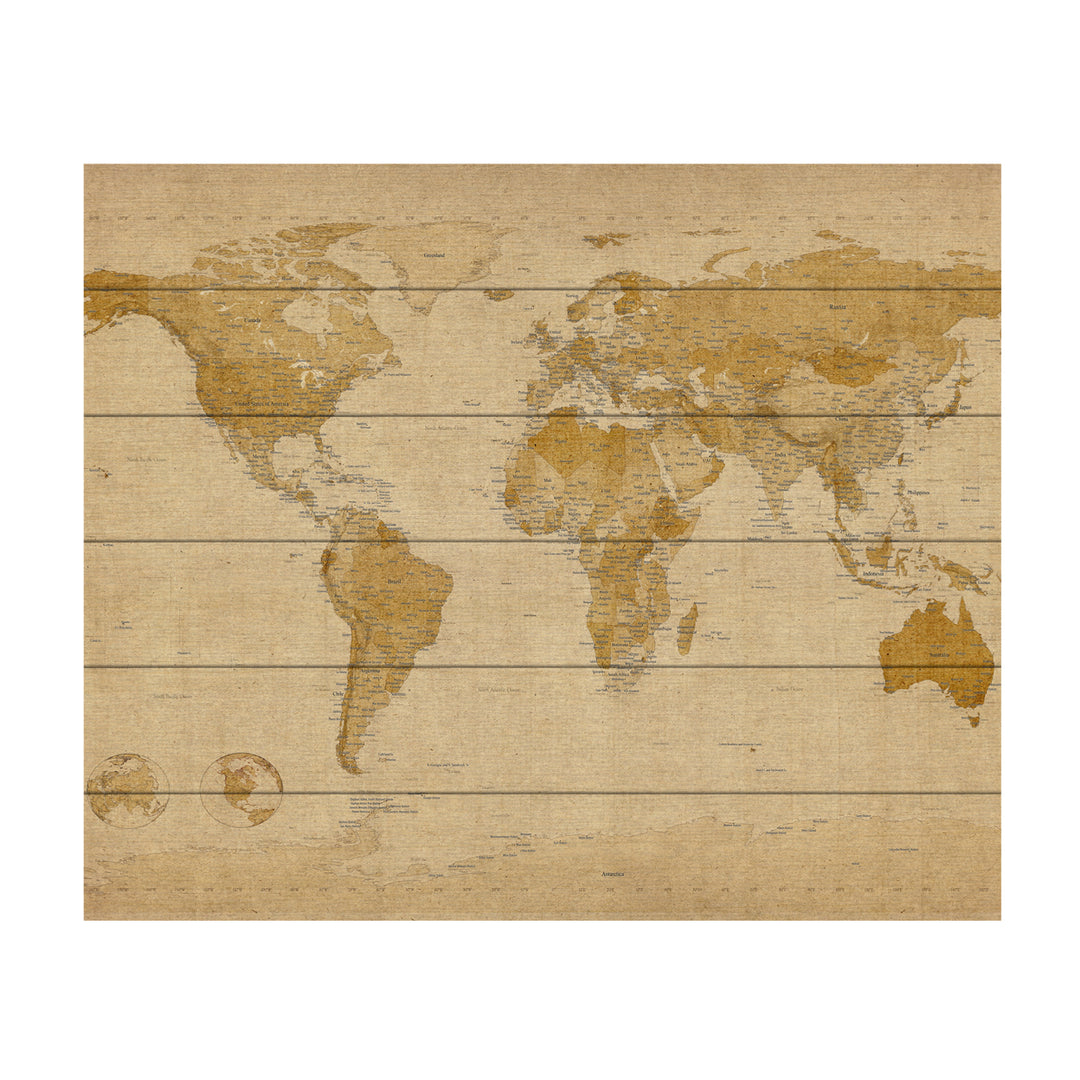 Wooden Slat Art 18 x 22 Inches Titled Antique World Map Ready to Hang Picture Image 2