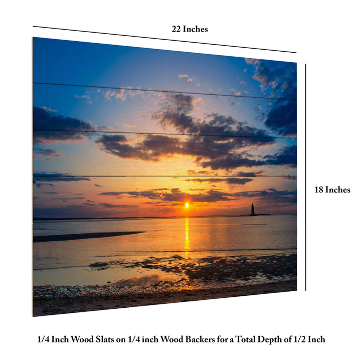 Wooden Slat Art 18 x 22 Inches Titled Sunset Breakwater Lighthouse Ready to Hang Picture Image 6