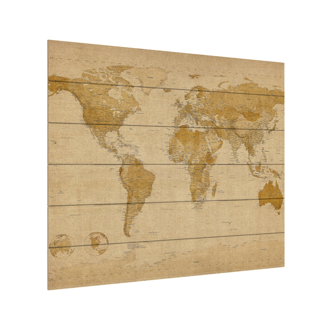 Wooden Slat Art 18 x 22 Inches Titled Antique World Map Ready to Hang Picture Image 3