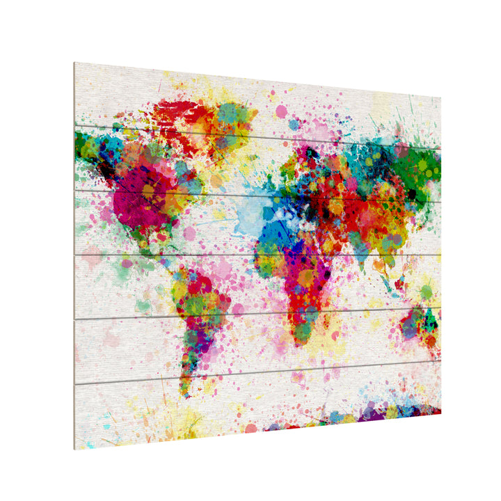 Wooden Slat Art 18 x 22 Inches Titled Paint Splashes World Map Ready to Hang Picture Image 3