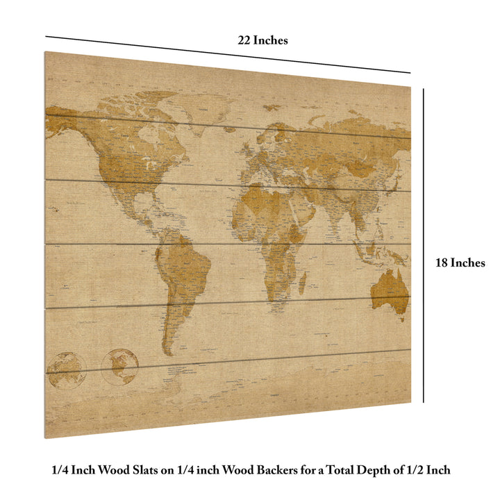 Wooden Slat Art 18 x 22 Inches Titled Antique World Map Ready to Hang Picture Image 6