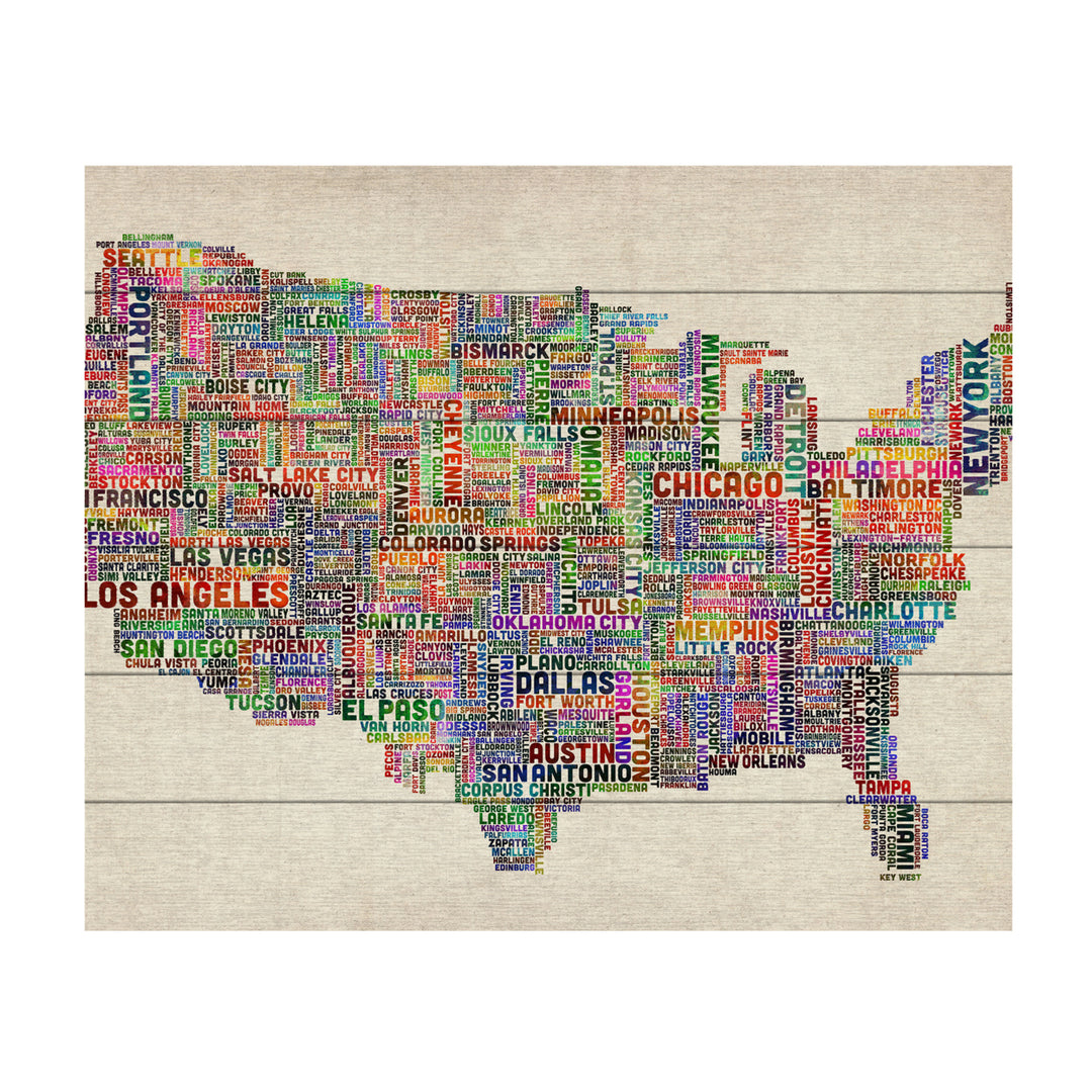 Wooden Slat Art 18 x 22 Inches Titled US Cities Text Map VI Ready to Hang Picture Image 2