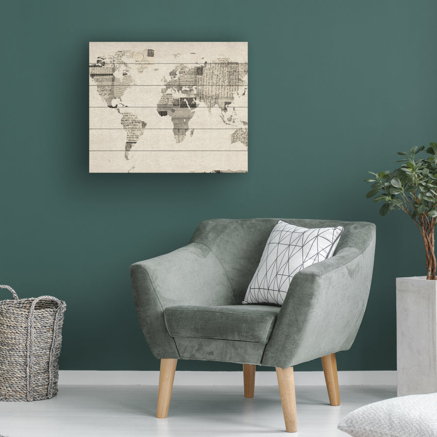 Wooden Slat Art 18 x 22 Inches Titled Vintage Postcards World Map Ready to Hang  Picture Image 1