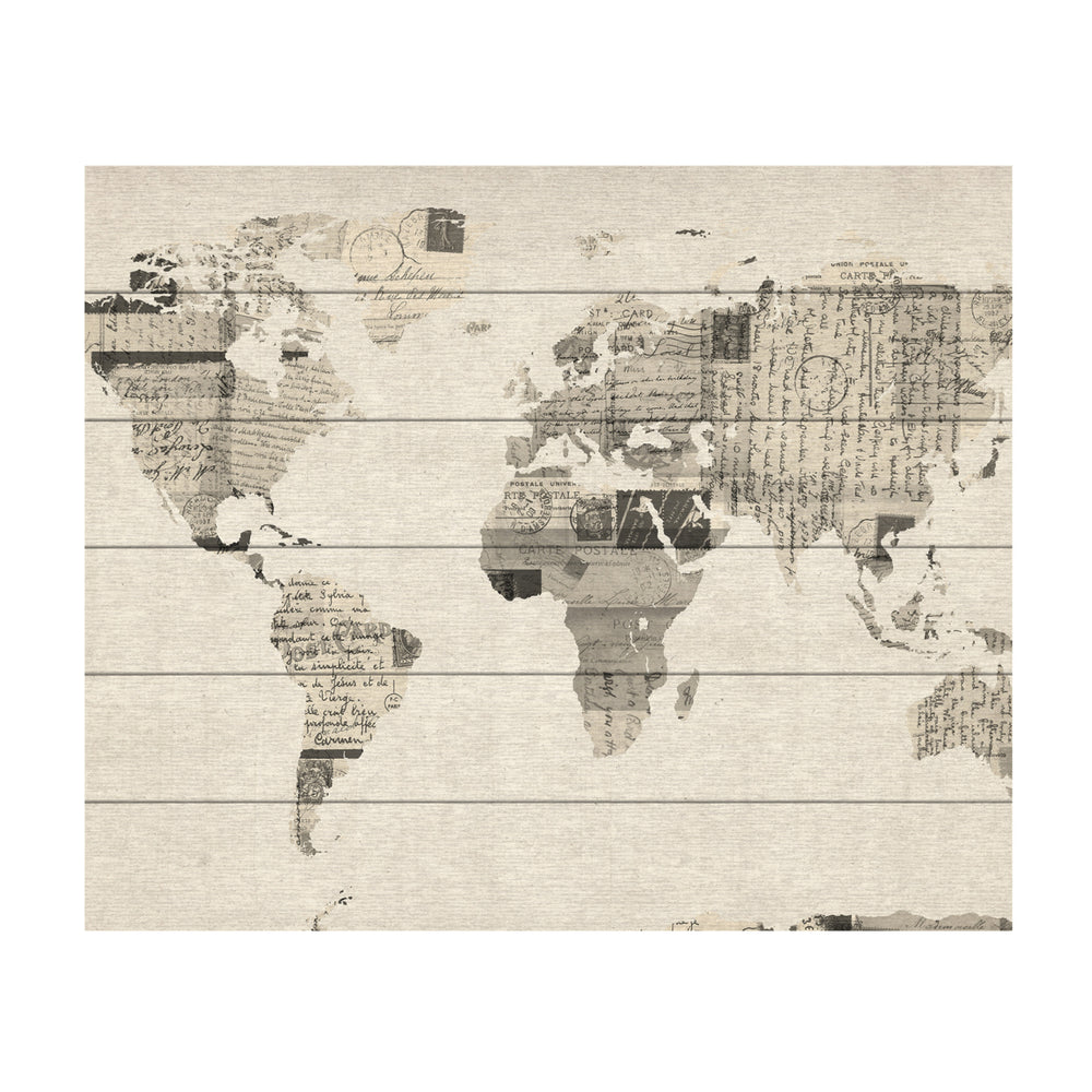 Wooden Slat Art 18 x 22 Inches Titled Vintage Postcards World Map Ready to Hang  Picture Image 2