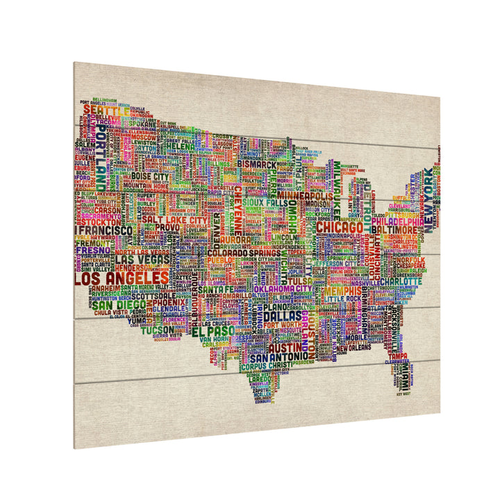 Wooden Slat Art 18 x 22 Inches Titled US Cities Text Map VI Ready to Hang Picture Image 3