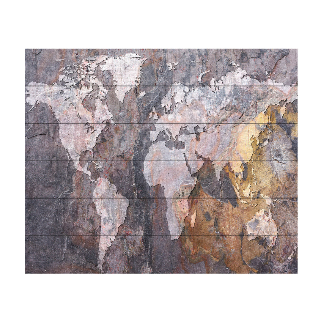 Wooden Slat Art 18 x 22 Inches Titled World Map - Rock Ready to Hang Picture Image 2